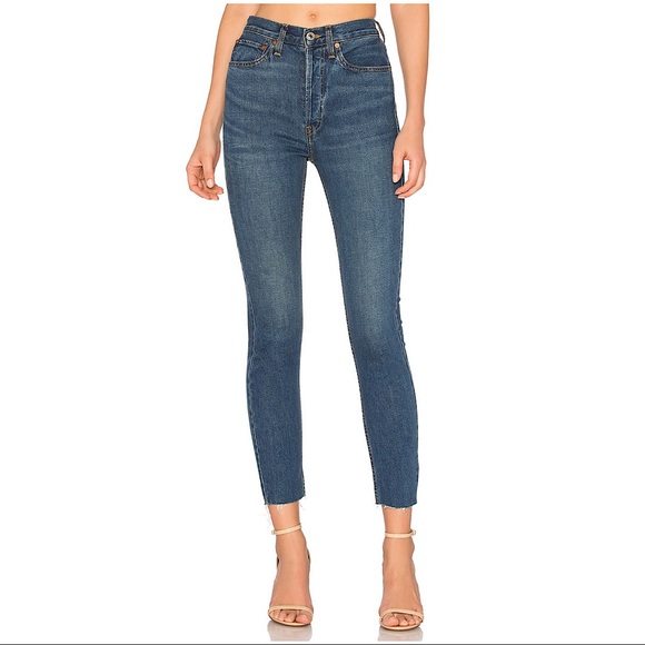Re/Done Denim - Re/done Originals- High Rise Button Fly Ankle Crop Jeans